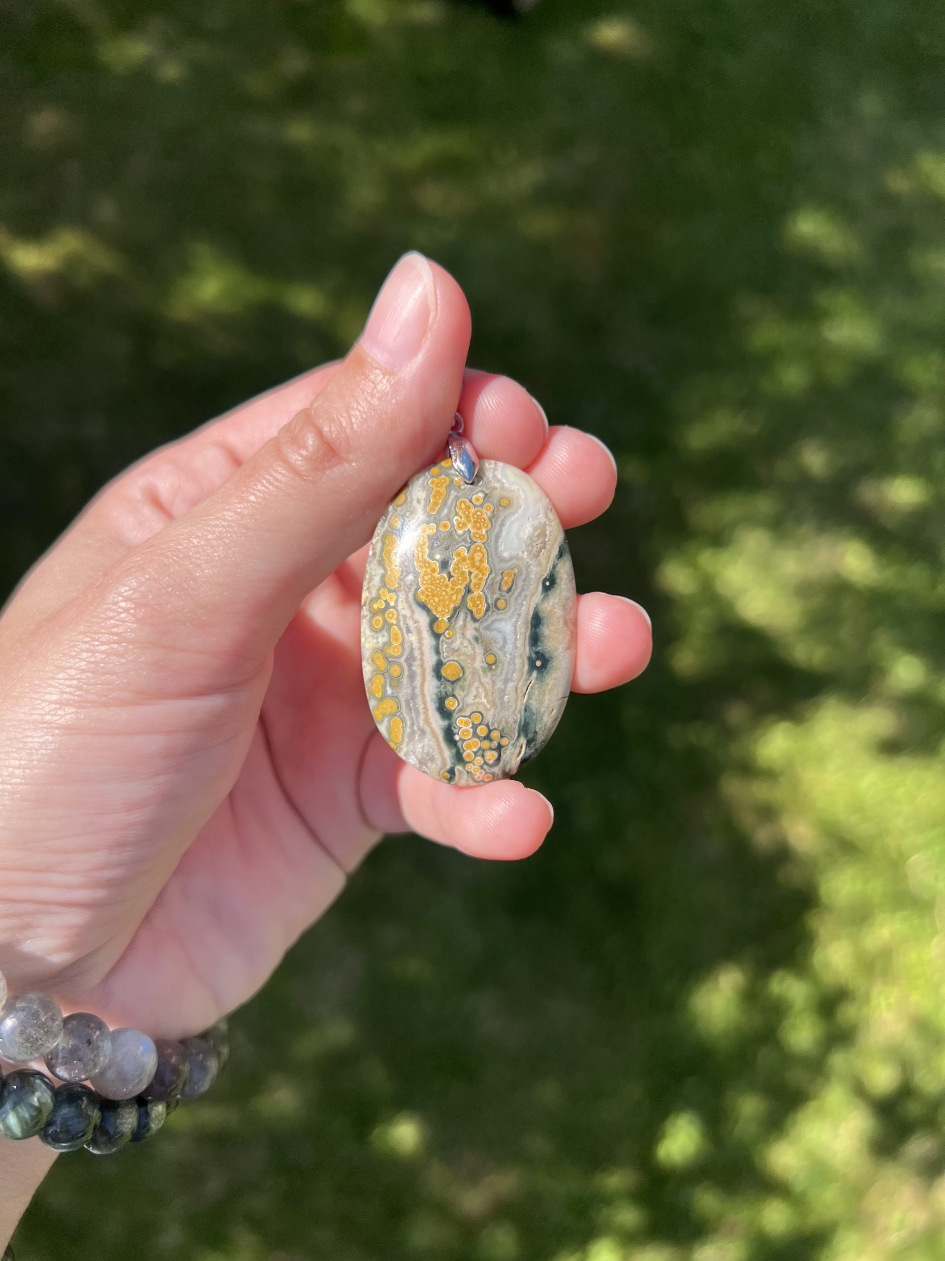 Pendentif en Jaspe orbiculaire pierre naturel