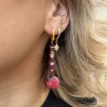 Boucle d'oreille en rhodonite