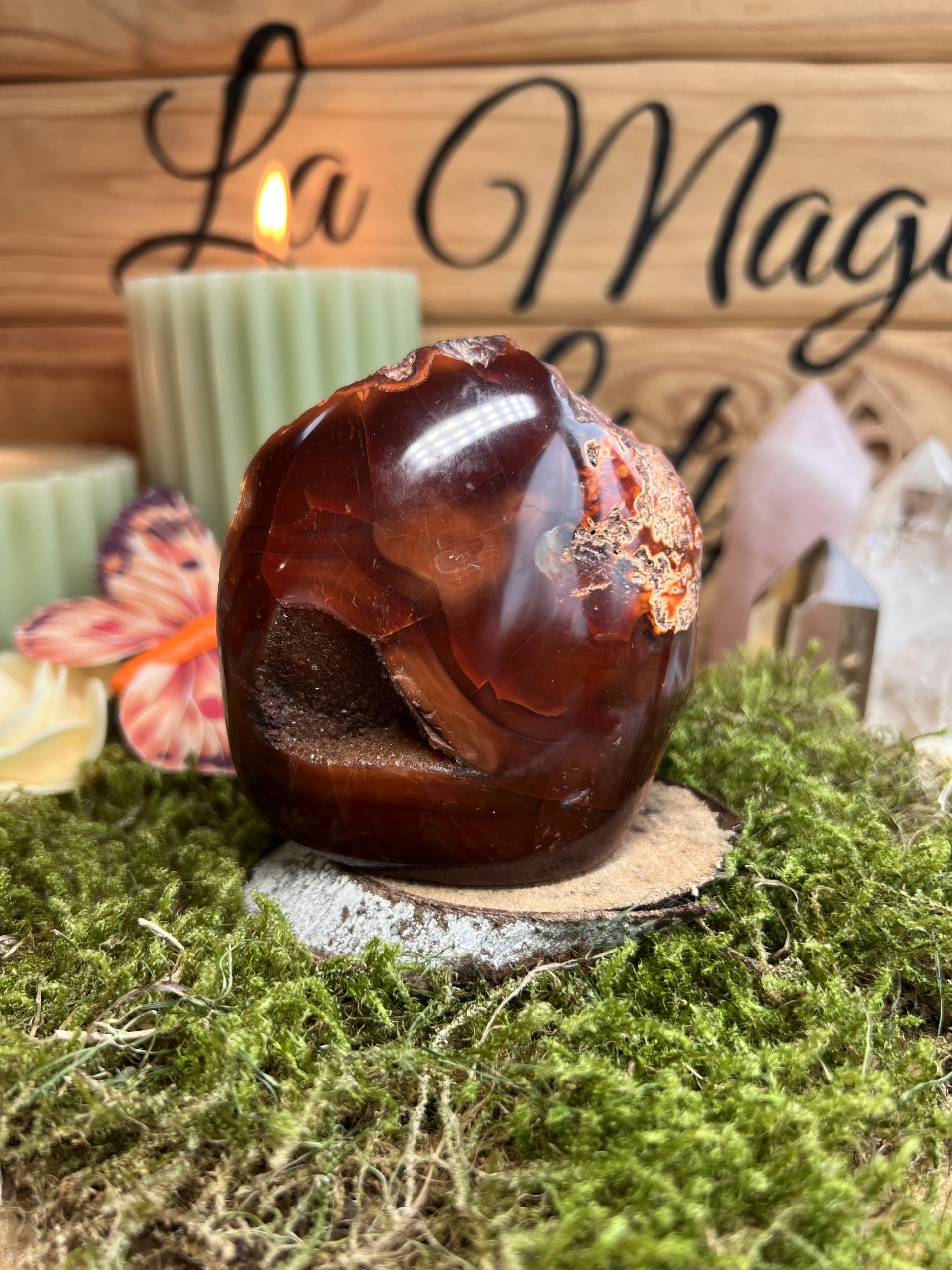 Forme libre semi brut en Cornaline - Vitalité , Création & Ancrage