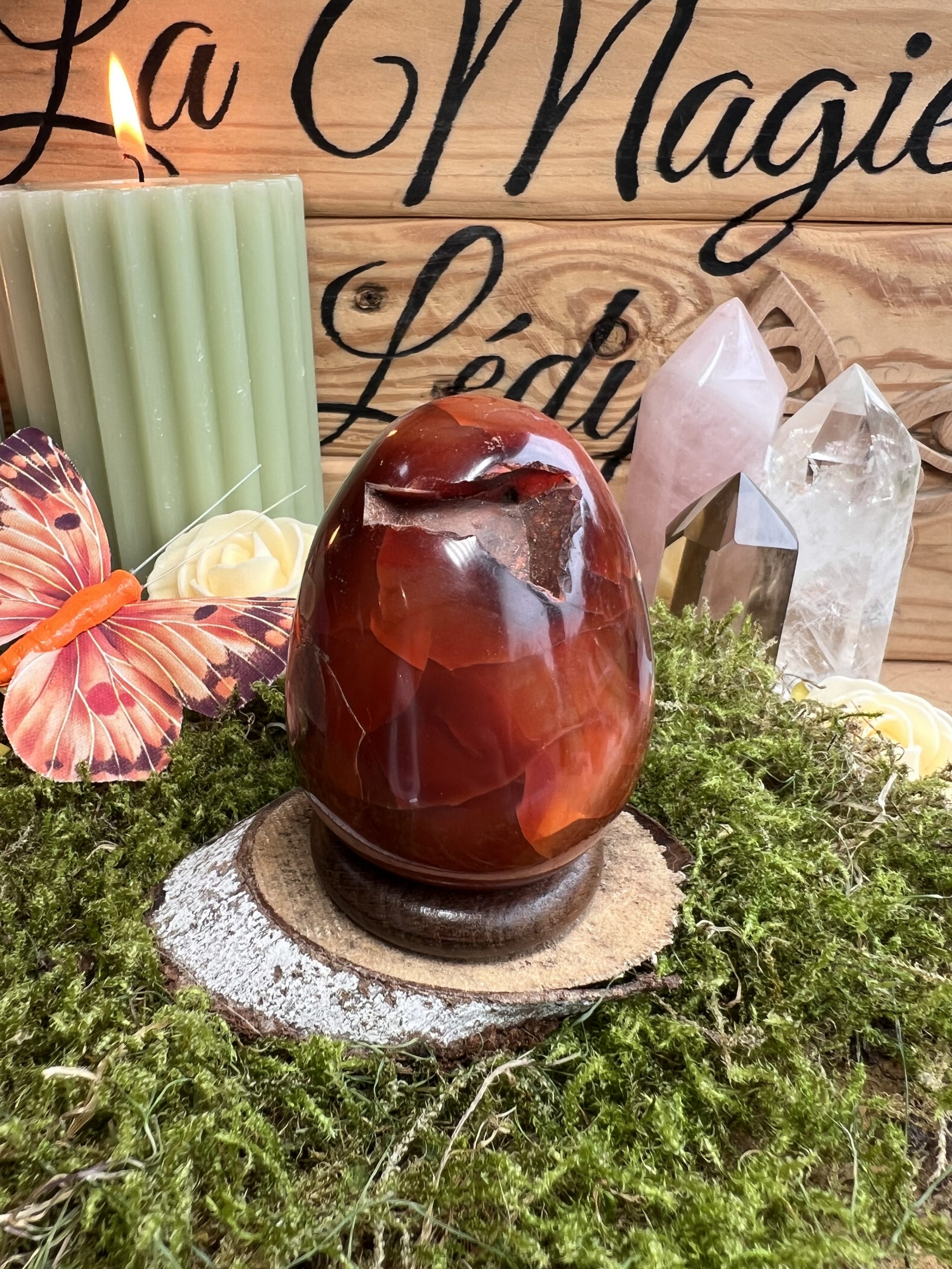 Œuf en Cornaline avec cavité naturelle – Vitalité, Création &Ancrage – Image 3