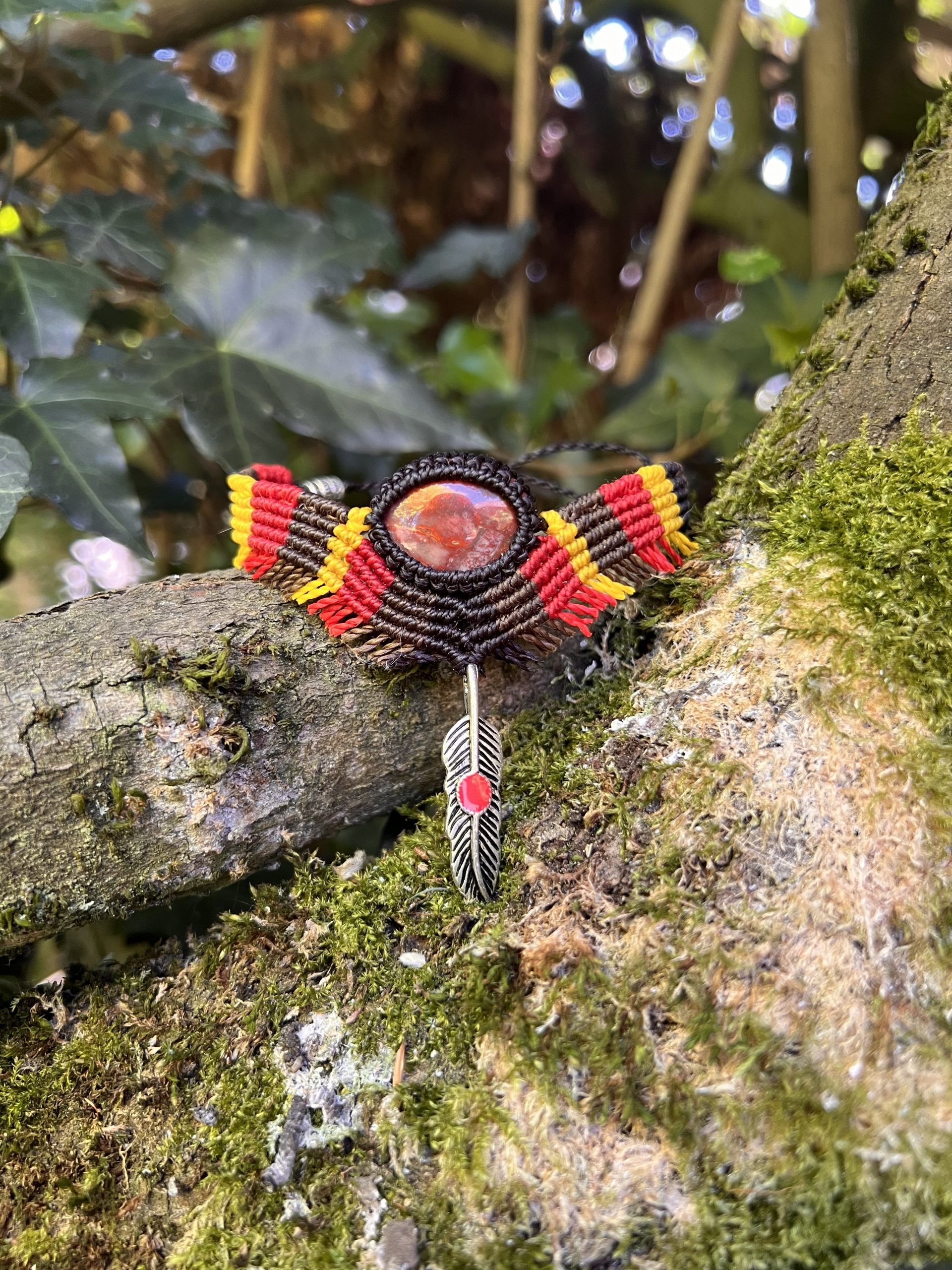 Bracelet de cheville Amérindien “Antonio” – Bois fossile – Pièce unique